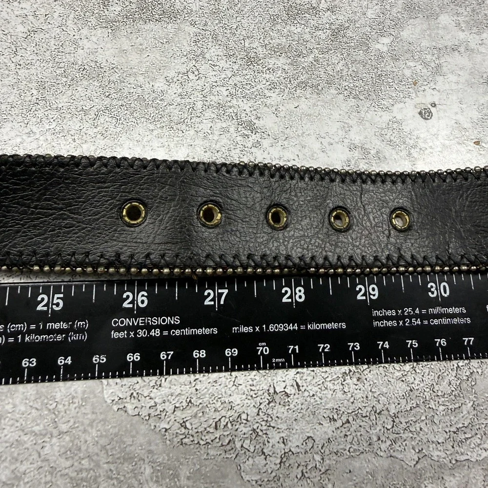 Beaded Leather Belt Womens SM Multicolor Southwestern Boho Wide Buckle 26-30 WT